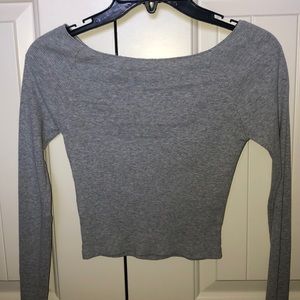 Brandy Melville grey ribbed crop top off-shoulder